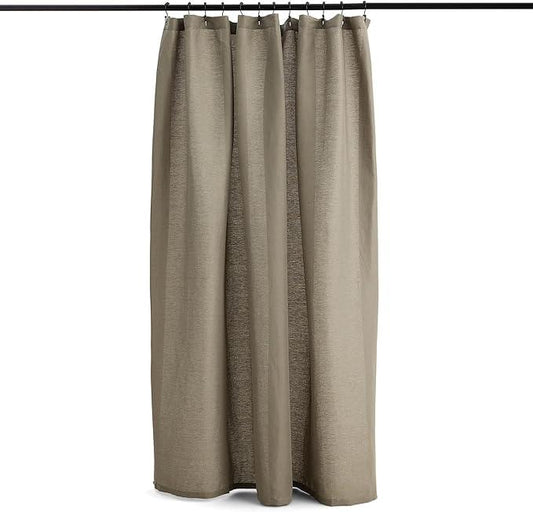 Preston Lane Stonebridge Linen Cotton Shower Curtain, 72" x 72" – 67% Linen 33% Cotton Blend, Fabric Bathroom Curtain with Reinforced Holes with Stitching, Made in Portugal, Eucalyptus - ModernBath