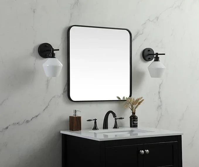ARS Concepts Aura, Soft Corner Metal Square Mirror 24X24 Inch in, Modern, Black - ModernBath