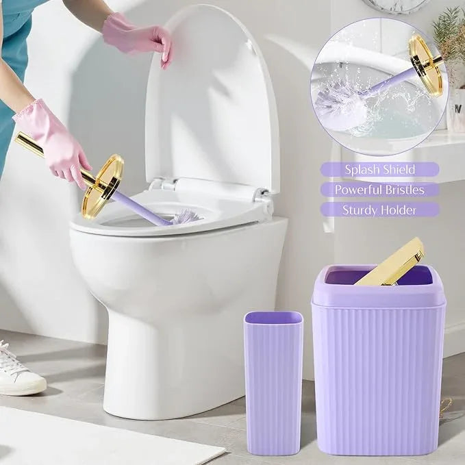WSBArt 17PCS Bathroom Accessory Set Bathroom Set Purple Bathroom Accessories,Toilet Brush, Trash Can, Qtip Holder Dispenser& 3PCS Soap Dispenser - ModernBath