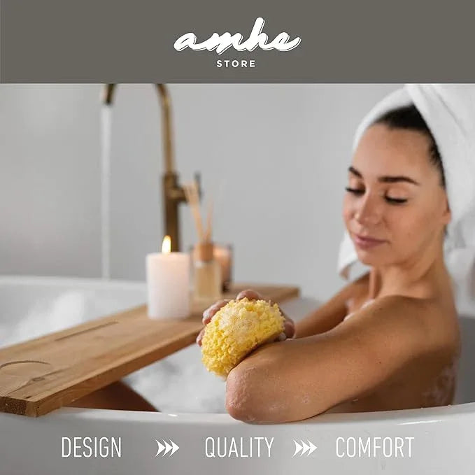 Amhe Store! Luxury Rustic Acacia Wood. Durable, Water-Resistant, Minimalistic, Adjustable 35x9 Inches. Lovely Gift - Box. Bath Tub Tray Wood - Bath Tray for Tub. Unique Natural Grain for Relaxation - ModernBath
