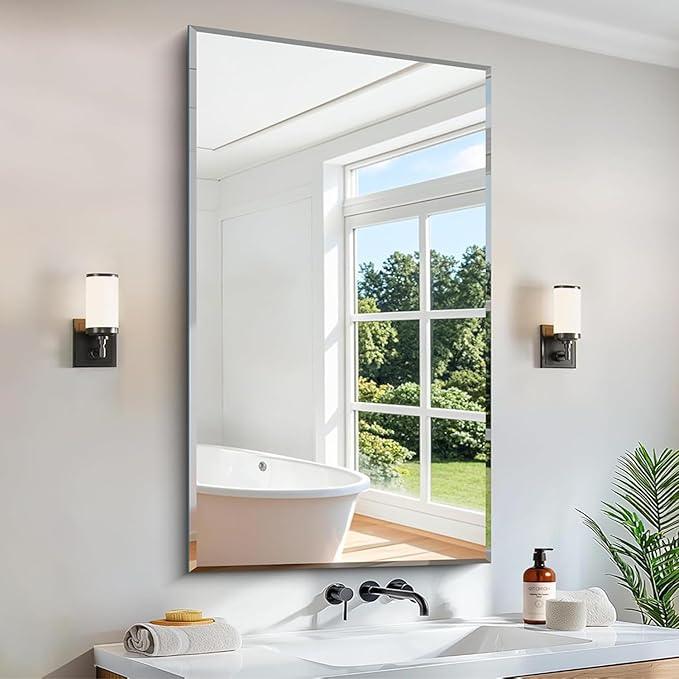 CILIBER Beveled Bathroom Mirror, 24x40 Large Frameless Mirrors for Over Sink, Upgraded Shatterproof Beveled Frameless Vanity Mirror for Bathroom,Bedroom,Living Room and Entryway - ModernBath