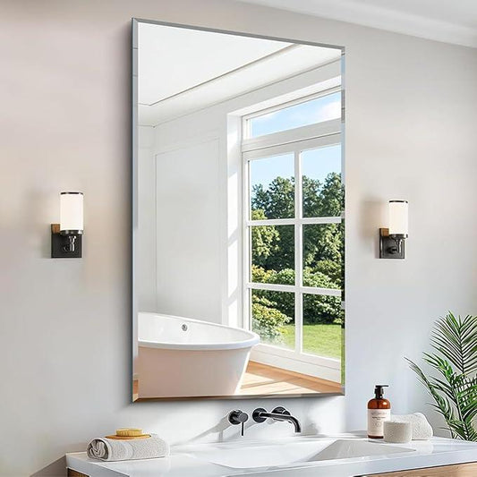 CILIBER Beveled Bathroom Mirror, 24x40 Large Frameless Mirrors for Over Sink, Upgraded Shatterproof Beveled Frameless Vanity Mirror for Bathroom,Bedroom,Living Room and Entryway - ModernBath
