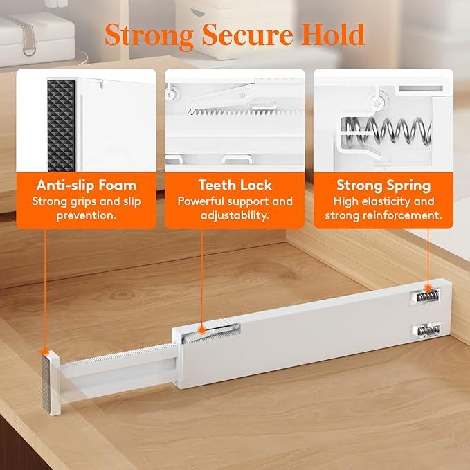 Lifewit 12 Pack Kitchen Drawer Dividers 2.36" High, 16"-22" Adjustable Drawer Organizer for Utensils/Clothes/Makeup, Plastic Expandable Separators in Dresser/Bedroom/Bathroom/Office Storage - ModernBath