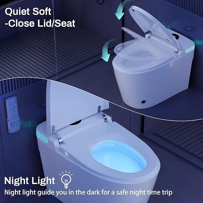 ZAOZUO Smart Toilet with Built-In Bidet, Heated Seat & Child Mode, Multiple Flushing Modes, Self-Cleaning Nozzle & Tankless One Piece Elongated Toilet - ModernBath
