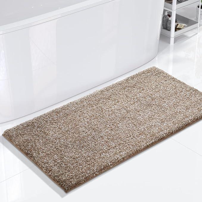 Yimobra Bathroom Runner Rug Non Slip Washable, Soft Absorbent Microfiber Long Bath Mat, Dual-Tone Decor Rug with Rubber Backing for Floor, Tub and Hallway,56x24,Home Essentials,Brown and White - ModernBath