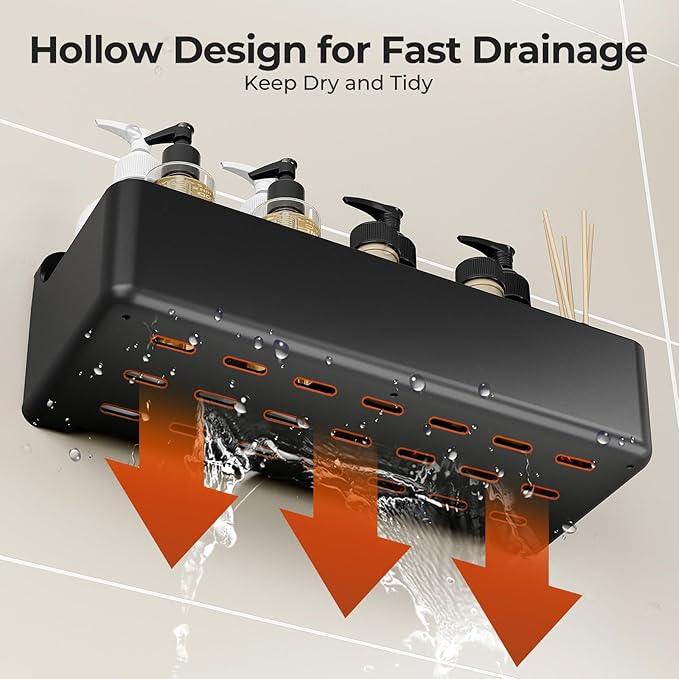Orimade Shower Caddy 4-Pack, No-Drill Adhesive Shelves for Bathroom, Rustproof ABS Storage Organizer Set, Black - ModernBath