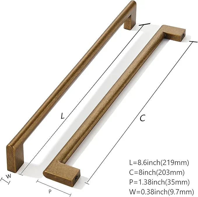 khtumeware 8 Inch Hole Center 6 Pack,Vintage Solid Antique Brass Cabinet Pulls Heavy Duty Kitchen Drawer Handle Antique Cabinet Hardware for Bathroom, Drawer, Cabinet - ModernBath
