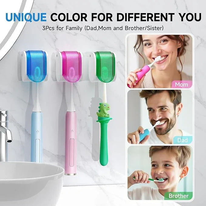 Toothbrush Holders for Bathrooms【Upgrade Single Slot Design】 Toothbrush Holder Wall Mounted with Cover Moisture-Proof and Dust-Proof Toothbrush Storage Organizer for Shower Family and Travel 3PCS - ModernBath