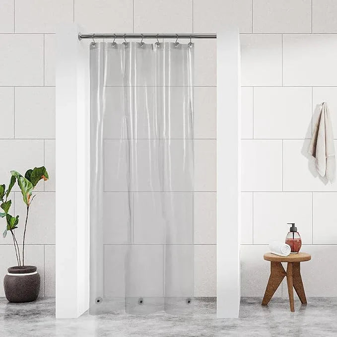Barossa Design Clear Black Stall Shower Curtain Liner with 3 Magnets - 36" x 72" Waterproof PEVA Plastic Shower Liner for Small Bathroom, Lightweight Bath Curtain, Metal Grommets - Clear Black - ModernBath