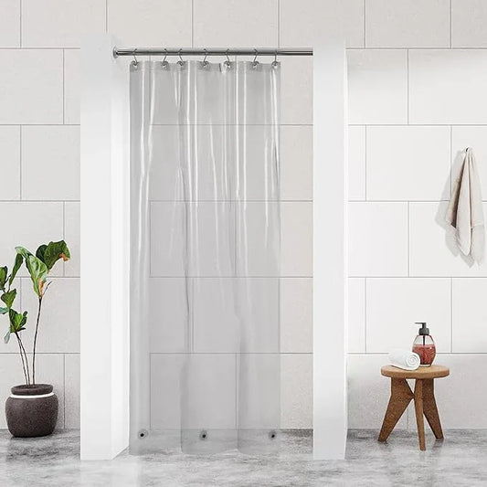 Barossa Design Clear Black Stall Shower Curtain Liner with 3 Magnets - 36" x 72" Waterproof PEVA Plastic Shower Liner for Small Bathroom, Lightweight Bath Curtain, Metal Grommets - Clear Black - ModernBath
