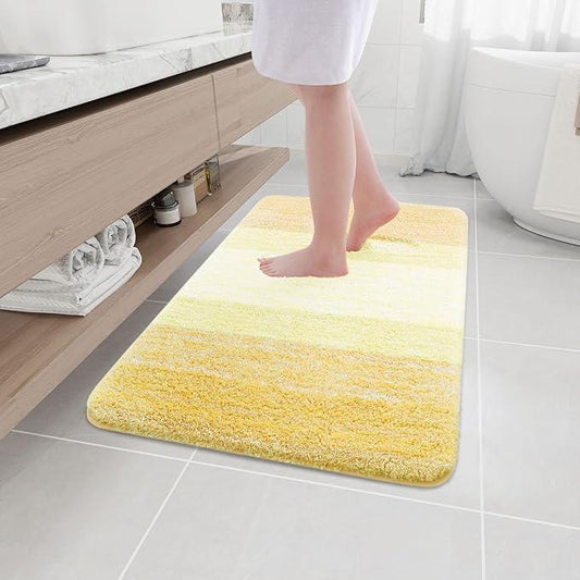 Arotive Microfiber Bathroom Rugs, Shaggy Soft and Absorbent Bath Rug, Non-Slip, Thick Plush Machine Washable Dry Bath Mats for Bathroom, Tub and Shower, 36x24, Light Yellow, Rectangular - ModernBath