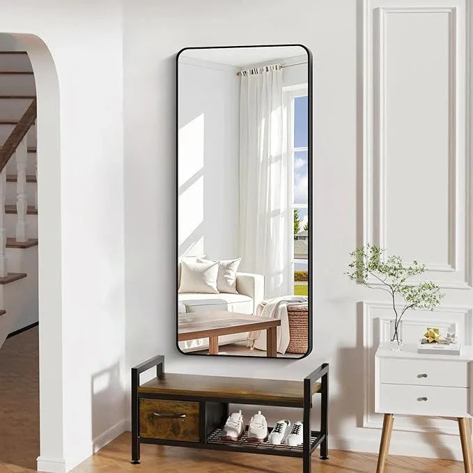 DESBING 24" x 55"Bathroom Mirror, Matte Black Wall Mirror with Metal Frame, Decorative Rectangular Vanity Mirror for Bedroom Bathroom Living Room Entryway (Horizontal/Vertical) - ModernBath