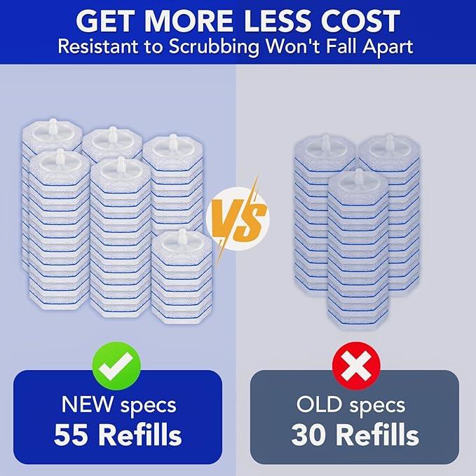 55 Pcs Toilet Wand Refills for Clorox, Upgrade Disposable Replacement Heads, Compatible with Clorox Toilet Wand for Bathroom Multi-Surface Cleaning - ModernBath