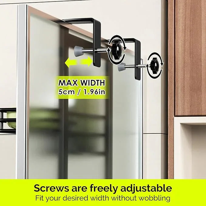 Orimade Over The Door Shower Caddy Adjustable 3 Tier Black,Bathroom Hanging Organizer Shelf Rustproof with 4 Hooks,Shower Basket with Soap Holder and Suction Cup - ModernBath