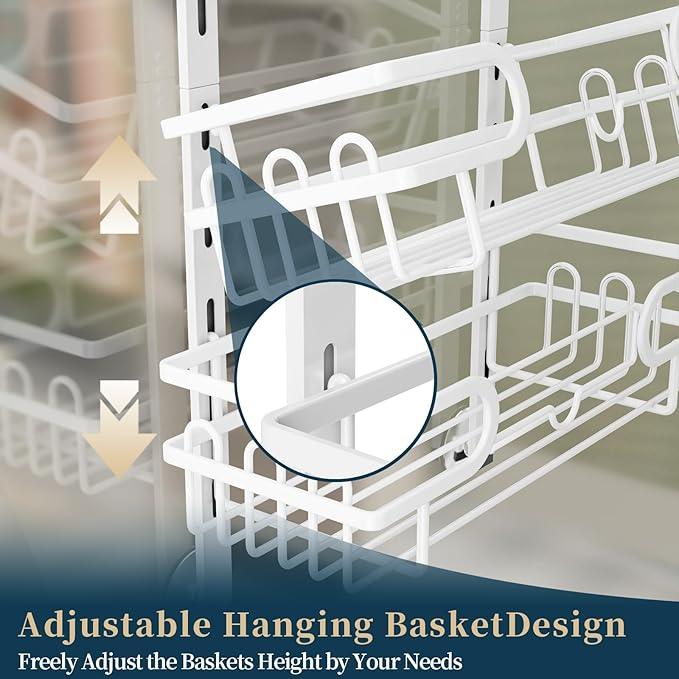 Consumest Over The Door Shower Caddy - 2 Tier Adjustable Hanging Shower Organizer Shelf with 12 Hooks, Rustproof Easy Installation Hanging Storage Rack for Bathroom, White - ModernBath