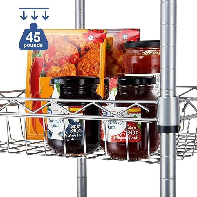 BNSPLY 6 Tier Wire Shelving Unit with Baskets Shelving, Height Adjustable Wire Shelves, Metal Storage Rack for Kitchen, Bathroom, Laundry Closet (13.5" D x 13.5" W x 63" H, Silver) - ModernBath