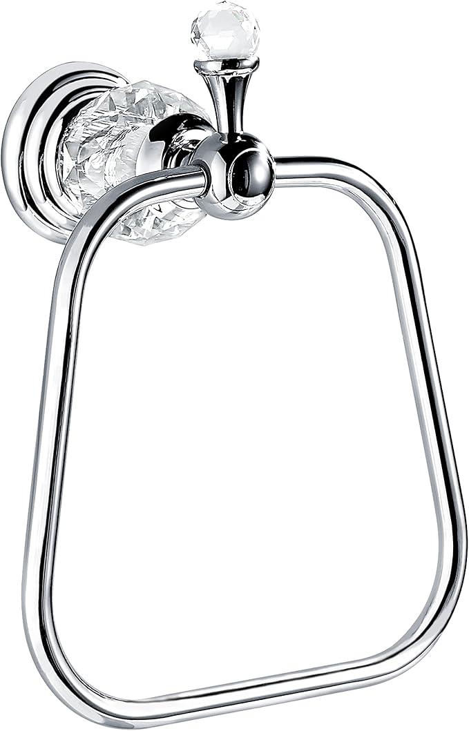 WINCASE Crystal Towel Ring, Chrome Hand Towel Holder, Silver Towel Rack Hanger for Bathroom, Towel Holder Bling Wall Mounted Decorative - ModernBath
