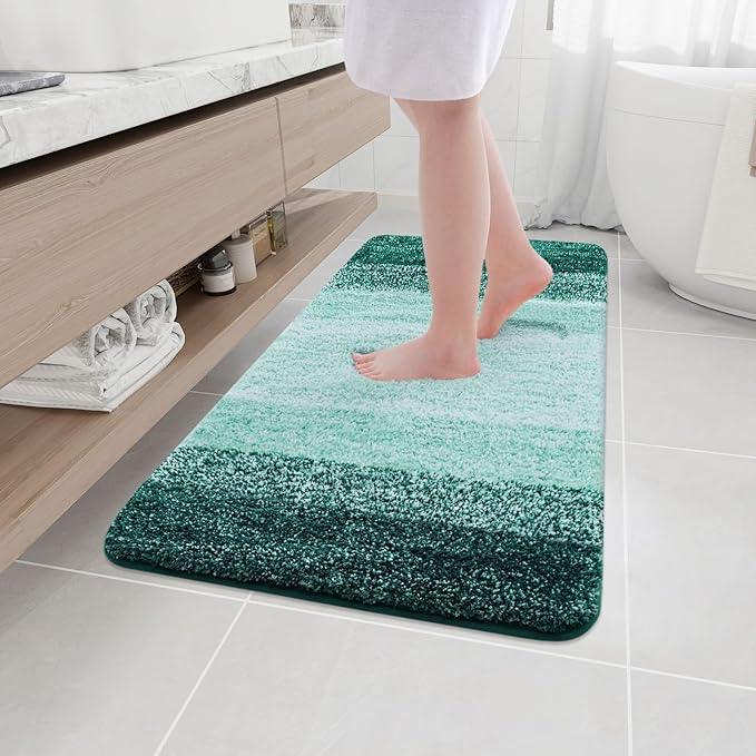 Arotive Microfiber Bathroom Rugs, Shaggy Soft and Absorbent Bath Rug, Non-Slip, Thick Plush Machine Washable Dry Bath Mats for Bathroom, Tub and Shower, 44x24, Dark Green, Rectangular - ModernBath