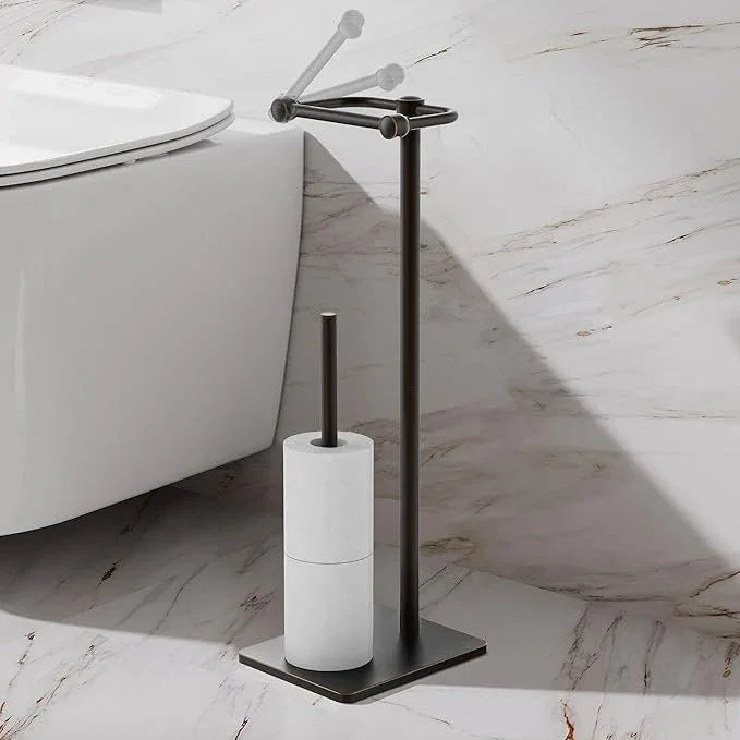 RUACQ Toilet Paper Holder Stand, Bathroom Toilet Paper roll Holder Free Standing with Storage for 4 Rolls, Post Pivoting Design, Stable Weighted Base, SUS304 Stainless Steel (Oil Rubbed Bronze) - ModernBath
