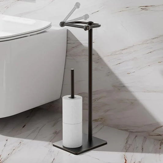 RUACQ Toilet Paper Holder Stand, Bathroom Toilet Paper roll Holder Free Standing with Storage for 4 Rolls, Post Pivoting Design, Stable Weighted Base, SUS304 Stainless Steel (Oil Rubbed Bronze) - ModernBath