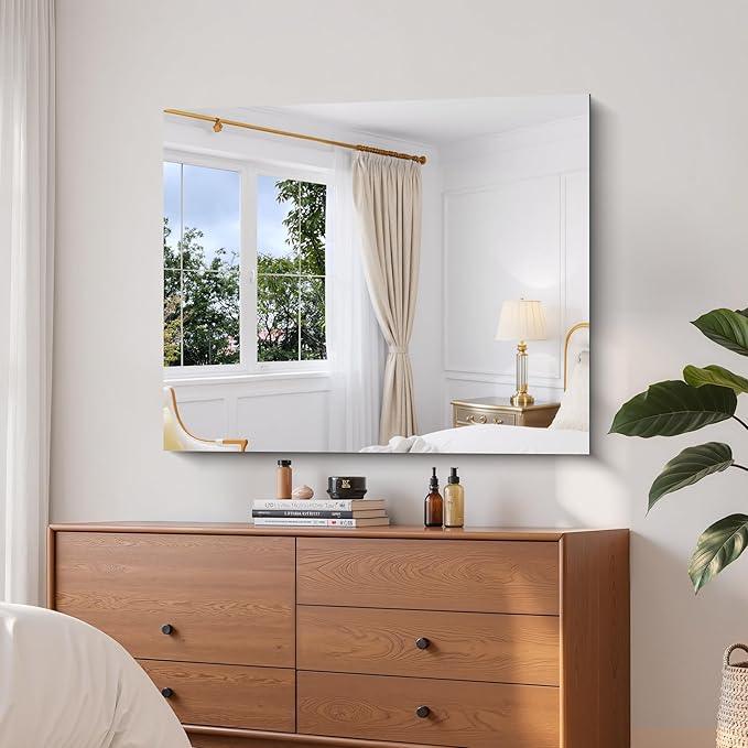 KOCUUY Frameless Bathroom Mirror, 30"x36" Frameless Mirror for Bathroom Sink, Unframed Mirrors for Wall Upgraded Shatterproof Design, Modern Decorative for Bedroom, Living Room, Entryway - ModernBath