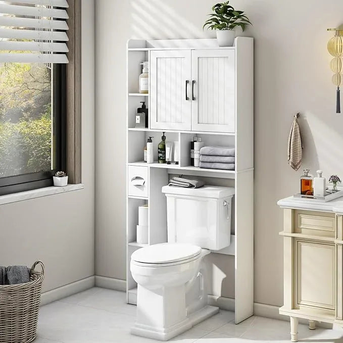 Over The Toilet Storage Cabinet, Farmhouse Storage Cabinet Over Toilet with Barn Door，Home Space-Saving Toilet Rack, for Bathroom, Restroom, Laundry - ModernBath