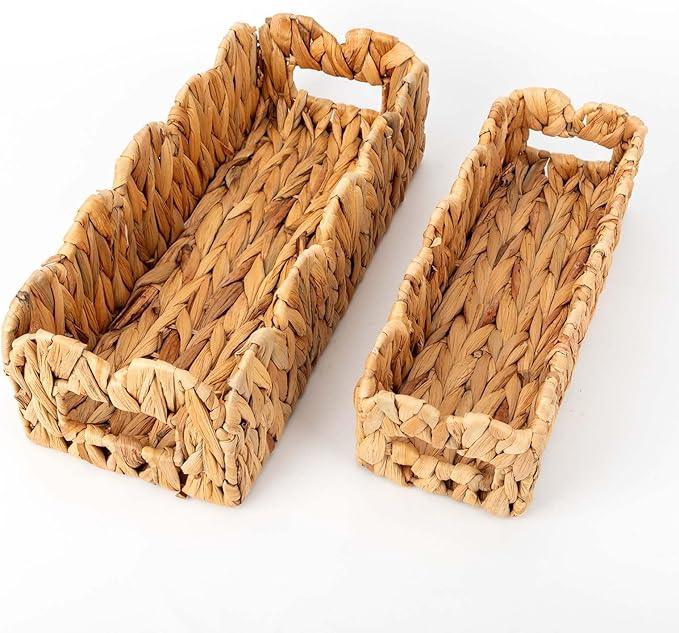 Natural Water Hyacinth Storage Organizer with Scalloped Edge for Bathroom - Holds Toilet Paper, Perfect for Countertop, Shelves, Bedroom & Living Room Decor - ModernBath