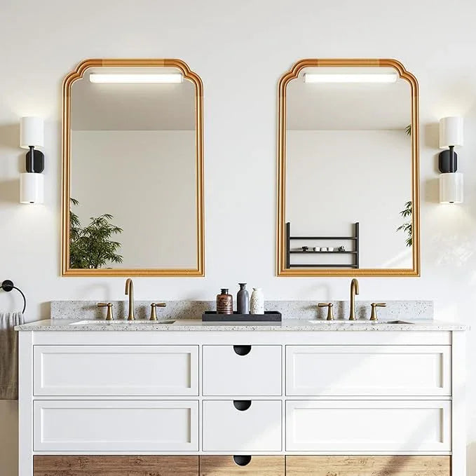 Ferytange Wood Frame Wall Mirror for Bathroom, Rounded Corner Arch Rectangle Mirror for Entryway, Living Room or Bedroom Home Decor - Light Woodgrain [20" x 30" Natural Color] - ModernBath