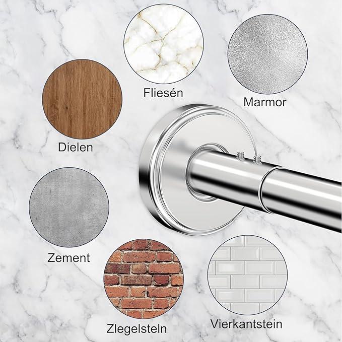 Shower curtain rod U/L shapd 29.5"x(59"-75") x29.5", adjustable shower curtain rod never rusts, curved shower curtain rod for bedroom, bathtub, closet, dressing room contains 24 hooks - silver - ModernBath