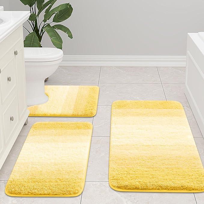 Arotive Microfiber Bathroom Rugs, Shaggy Soft and Absorbent Bath Rug, Non-Slip, Thick Plush Machine Washable Dry Bath Mats for Bathroom, Tub and Shower, 47x17, Yellow, Rectangular - ModernBath