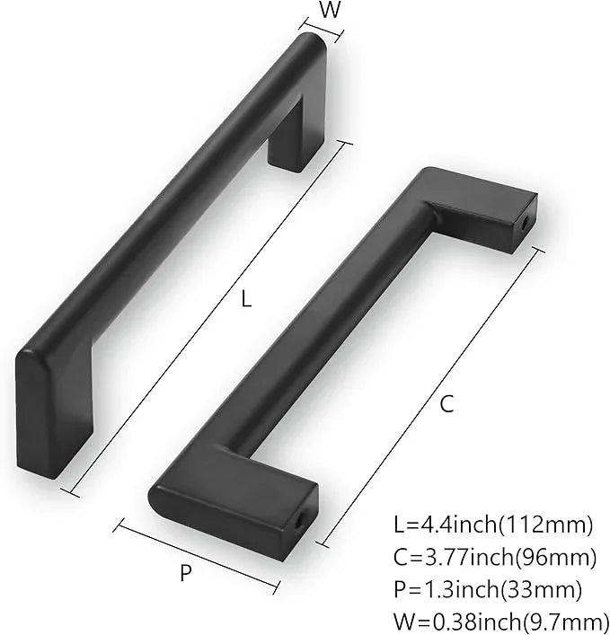 khtumeware 3-3/4 Inch Hole Center 10 Pack Matte Black Cabinet Pulls Heavy Duty Solid Kitchen Drawer Handle, Hardware for Bathroom, Drawer, Cabinet, Door Cabinet - ModernBath