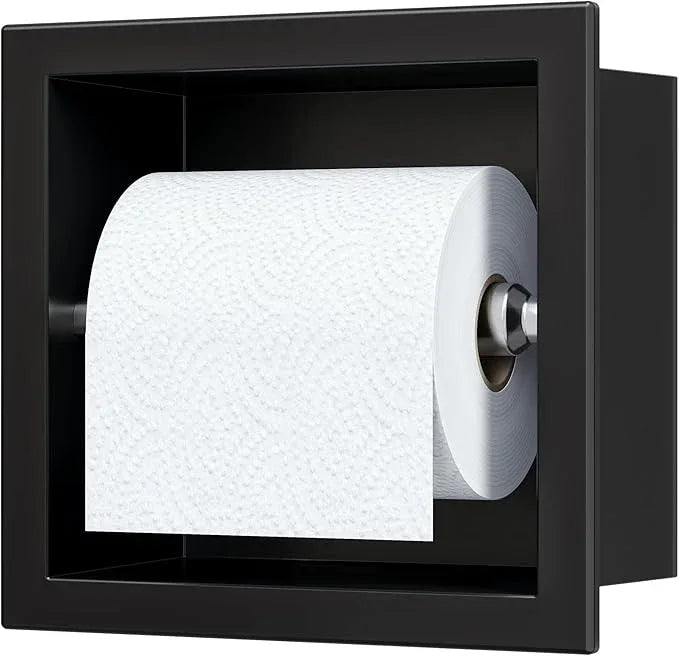 Toilet Paper Holder, SUS 304 Stainless Steel Recessed Toilet Paper Holder Built-in, in Wall Toilet Paper Wall Holder for Bathroom, Matte Black - ModernBath