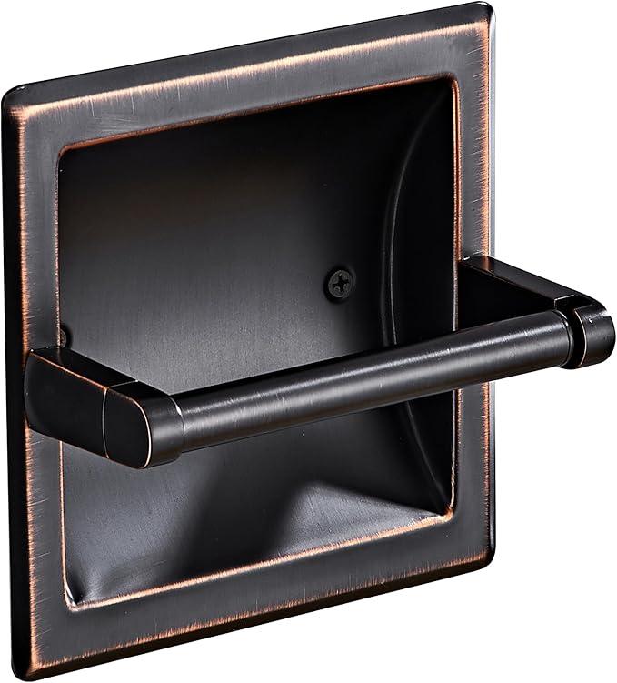 Oil Rubbed Bronze Recessed Toilet Paper Holder,Pivoting Toilet Tissue Holder,Made of SUS304 Stainless Steel, in Wall Toilet Paper Holder with Bracket - ModernBath
