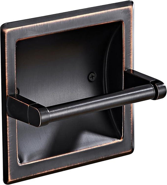 Oil Rubbed Bronze Recessed Toilet Paper Holder,Pivoting Toilet Tissue Holder,Made of SUS304 Stainless Steel, in Wall Toilet Paper Holder with Bracket - ModernBath