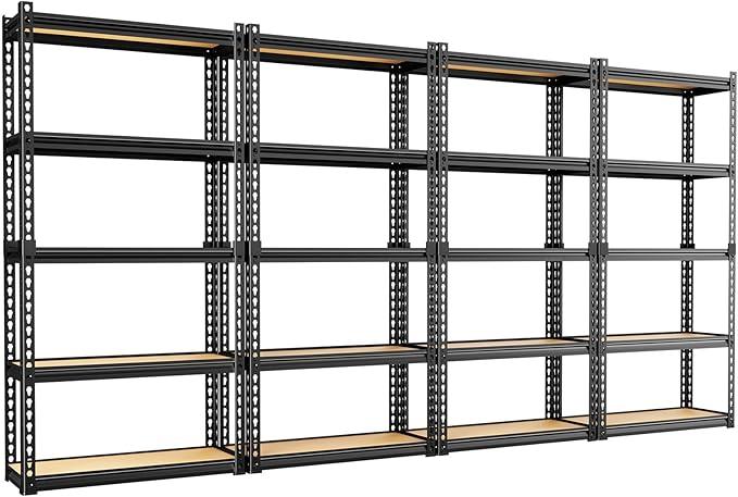 LEVELEVE 5-Tier Storage Shelving Unit, 2020 lbs Capacity,Heavy Duty Adjustable Metal Utility Shelf, 30" L x 12" W x 60" H for Garage, Kitchen, Pantry, Basement, Bathroom, Laundry, 4 Pack - ModernBath