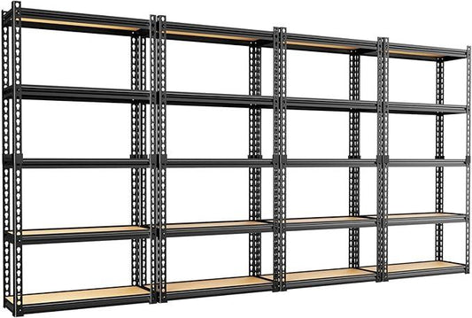 LEVELEVE 5-Tier Storage Shelving Unit, 2020 lbs Capacity,Heavy Duty Adjustable Metal Utility Shelf, 30" L x 12" W x 60" H for Garage, Kitchen, Pantry, Basement, Bathroom, Laundry, 4 Pack - ModernBath