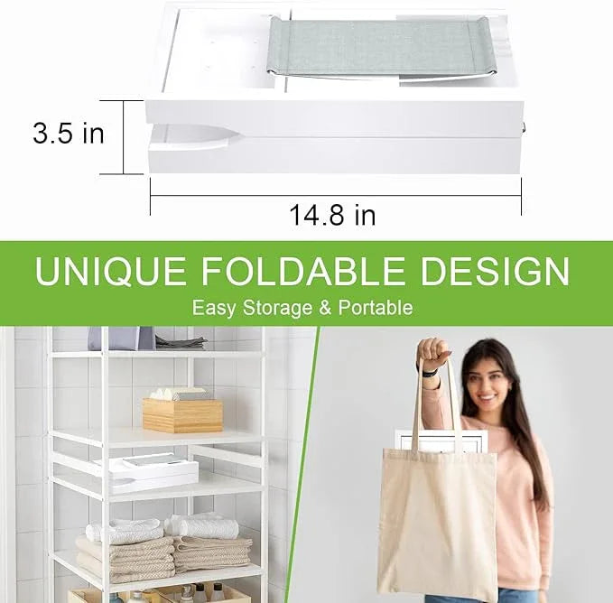 Artmalle Bathtub Caddy Tray - Expandable and Foldable Bath Tray for Tub, Luxury Bamboo Bath Caddy Tub Table, Bathtub Accessories with Book Holder and Free Soap Dish, White - ModernBath