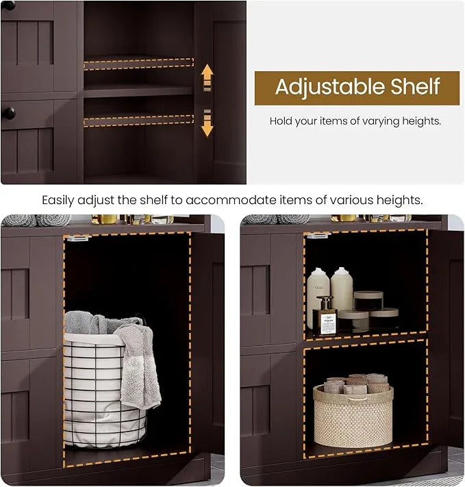 Bathroom Cabinet, Modern Bathroom Floor Storage Cabinet Organizer with 1 Door and 3 Drawers, Freestanding Cupboard for Kitchen/Living Room Use - ModernBath