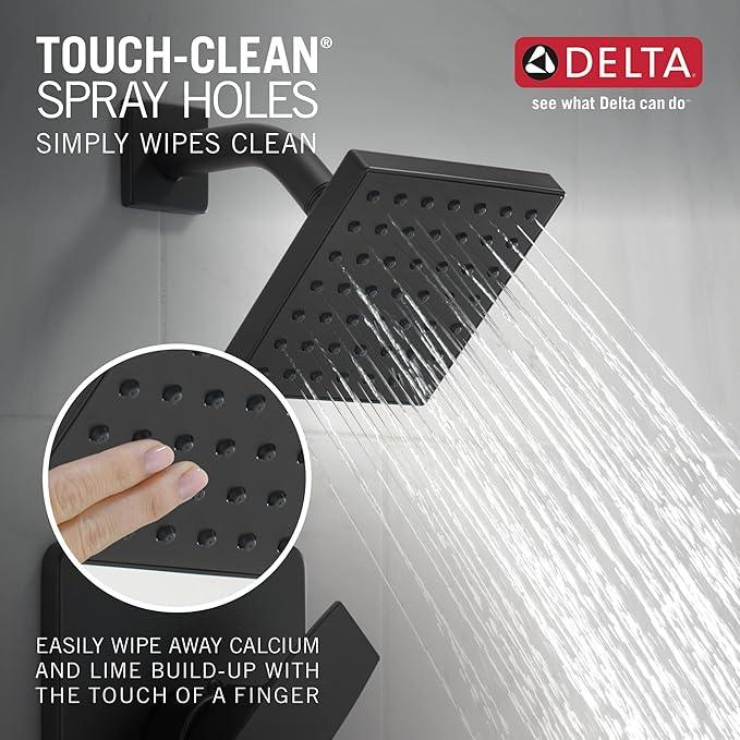 Delta Modern 14 Series Shower Faucet Set, Matte Black Shower Head and Handle Set, Valve Trim Kit, Matte Black T14267-BL-PP (Valve Not Included) - ModernBath