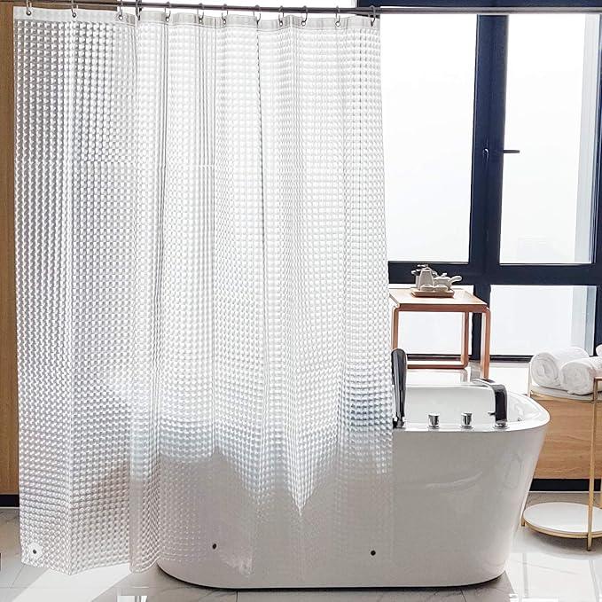 NTBAY EVA Clear Shower Curtain with Checkered, Water-Repellent Liner with 3 Magnets for Bathroom, 72x72 Inches - ModernBath