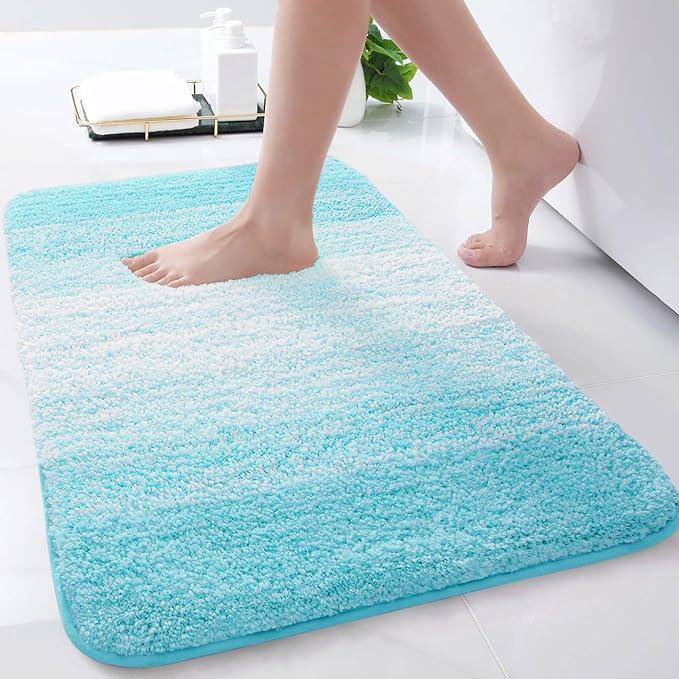 Arotive Microfiber Bathroom Rugs, Shaggy Soft and Absorbent Bath Rug, Non-Slip, Thick Plush Machine Washable Dry Bath Mats for Bathroom, Tub and Shower, 24x16, Sky Blue, Rectangular - ModernBath