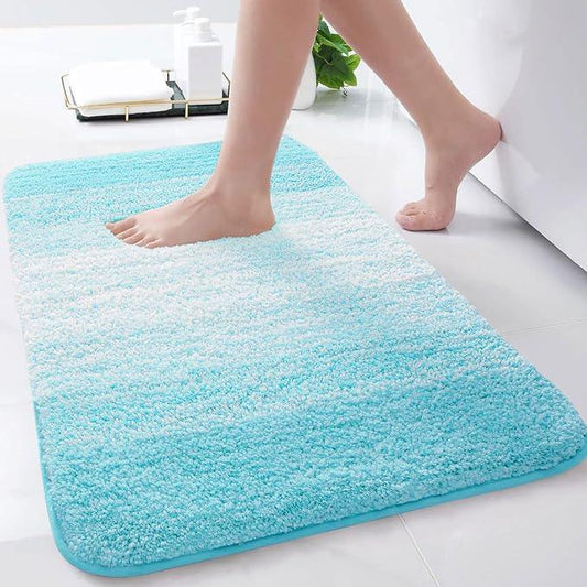 Arotive Microfiber Bathroom Rugs, Shaggy Soft and Absorbent Bath Rug, Non-Slip, Thick Plush Machine Washable Dry Bath Mats for Bathroom, Tub and Shower, 24x16, Sky Blue, Rectangular - ModernBath