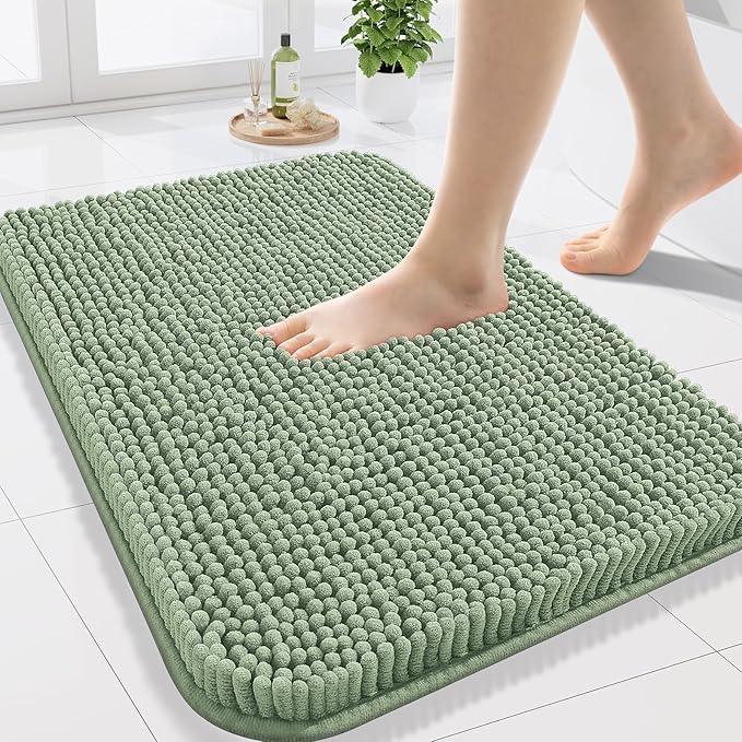 Arotive Bathroom Rugs 24x16, Extra Soft Absorbent Shaggy Chenille Bath Rugs, Machine Washable Rubber Backing Non-Slip Bath Mats for Bathroom Floor Tub and Shower, Home Decor Accessories, Sage Green - ModernBath