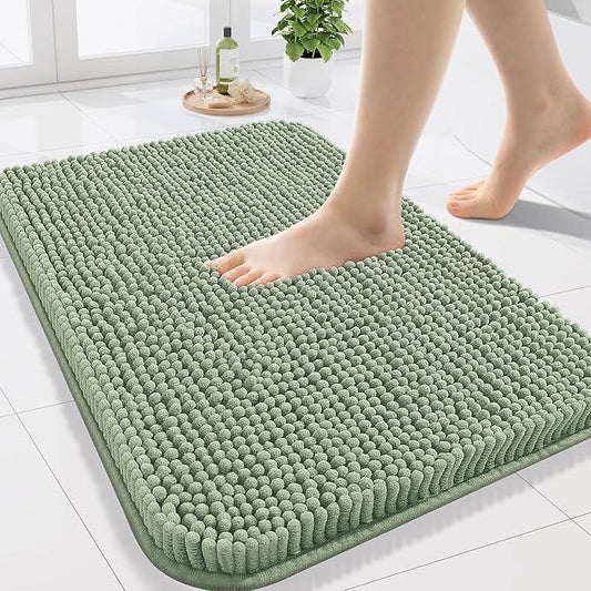 Arotive Bathroom Rugs 24x16, Extra Soft Absorbent Shaggy Chenille Bath Rugs, Machine Washable Rubber Backing Non-Slip Bath Mats for Bathroom Floor Tub and Shower, Home Decor Accessories, Sage Green - ModernBath