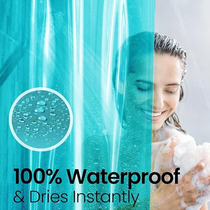 LiBa Bathroom Shower Curtain Premium PEVA Non-Toxic, Green Clear Waterproof Plastic Shower Curtain Liner with Rust Proof Grommets 8G Bathroom Accessories 72x72 - ModernBath