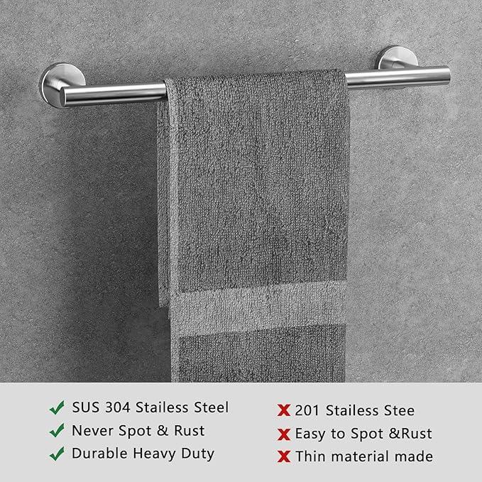 5-Pieces Brushed Nickel Bathroom Accessories Set, Stainless Steel Bathroom Hardware Set, Bath Towel Bar Set, Towel Racks for Bathroom Wall Mounted. - ModernBath