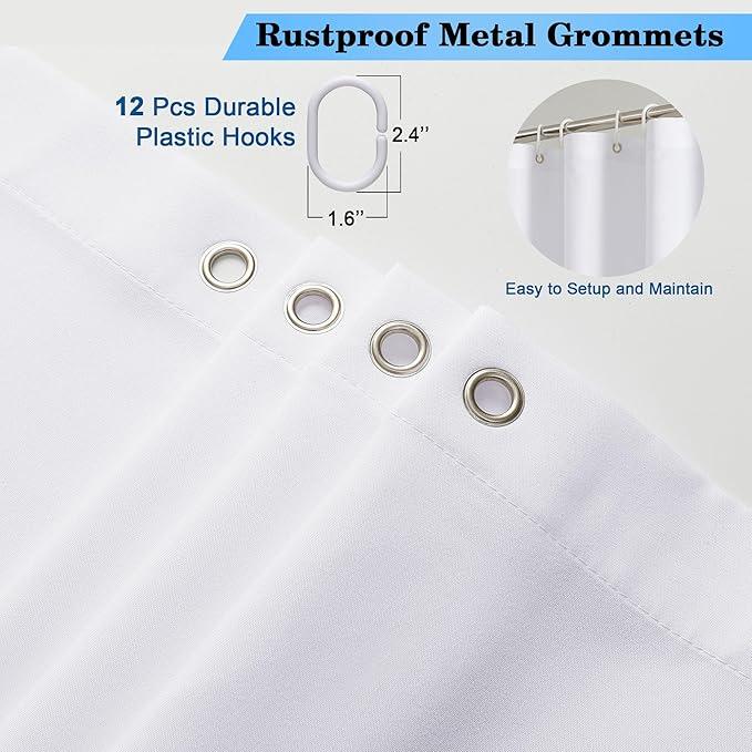 OVZME Zora 36 x 72 Inch Stall Fabric Shower Curtain - Soft Small White Shower Curtain for Bathroom for Narrow Stall Size, Machine Washable Water Resistance, Hotel Style, White - ModernBath