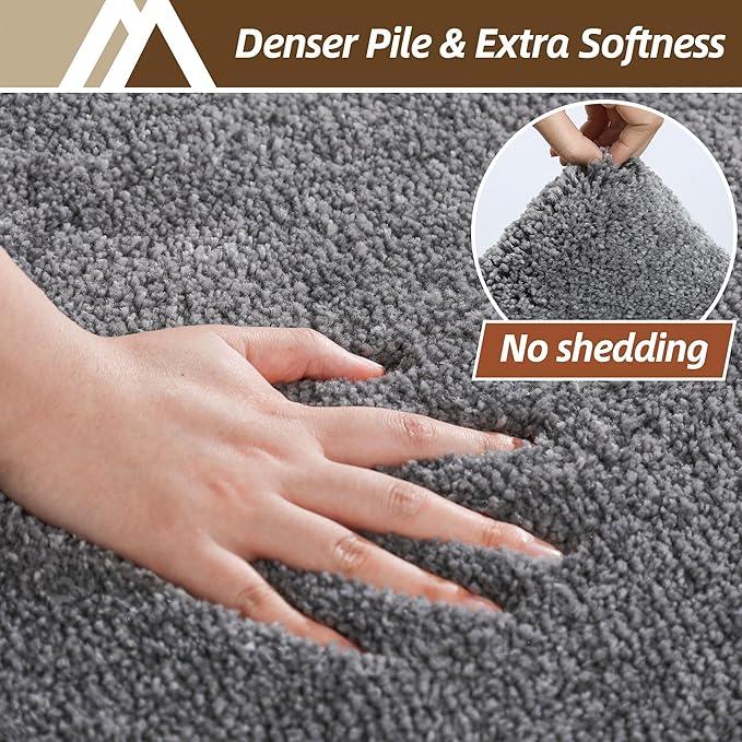 COSY HOMEER Bath Rugs for Bathroom Extra Thick - Anti-Slip Bath Mats Soft Plush Yarn Shaggy 100% Strong Mirco Polyeste Mat Living Room Bedroom Mat Floor Water Absorbent(Dark Grey,24x48 - Inches) - ModernBath