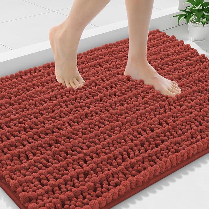Smiry Bathroom Rugs Mat 36x24, Extra Soft Absorbent Chenille Bath Rugs, Non Slip Rubber Backing Machine Washable Quick Dry Bath Mats for Bathroom Floor, Tub, Shower, Home Decor Accessories, Maple Red - ModernBath