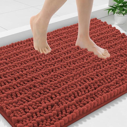 Smiry Bathroom Rugs Mat 36x24, Extra Soft Absorbent Chenille Bath Rugs, Non Slip Rubber Backing Machine Washable Quick Dry Bath Mats for Bathroom Floor, Tub, Shower, Home Decor Accessories, Maple Red - ModernBath